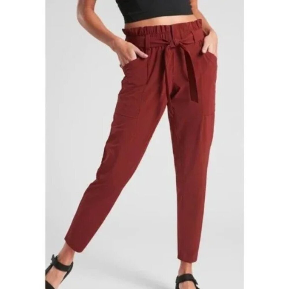 Athleta Skyline Paperbag Pant, Deep Crimson, Size 4